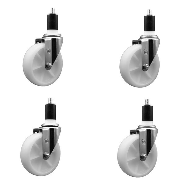 Service Caster 5'' Nylon Wheel Swivel 1-1/2'' Expanding Stem Caster Set, 4PK SCC-EX20S514-NYS-112-4 - main